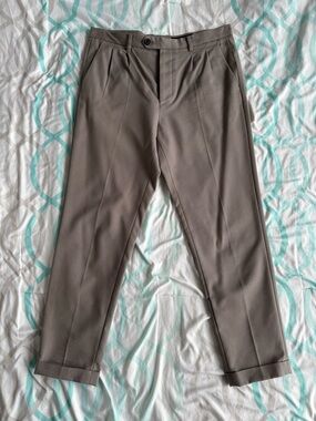 All Saints Men's Taupe Dress Trousers